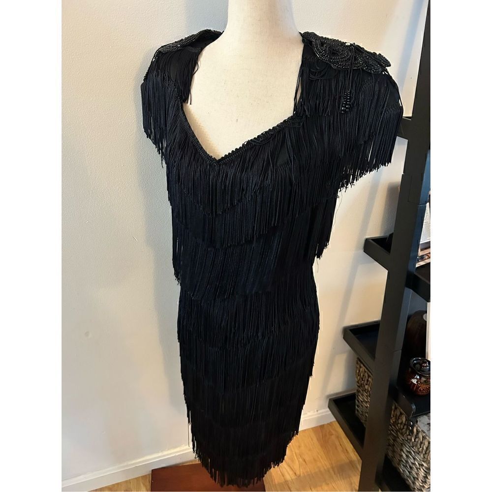 1920 style vintage dress back fringe size 8